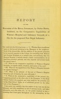 view Report to the managers of the Royal Infirmary, by David Bryce, architect, on the comparative capabilities of Watson's Hospital and Infirmary grounds as a site for the proposed new Royal Infirmary.