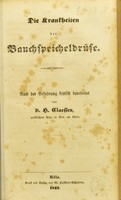 view Die Krankheiten der Bauchspeicheldrüse / nach der Erfahrung kritisch bearb. D.J. Claessen.