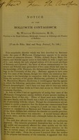 view Notice of the molluscum contagiosum / by William Henderson.