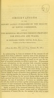 view Observations on the report lately published by the Health of Towns' Commission, and on the remedial measures therein proposed for England and Wales / by Richard White Young.