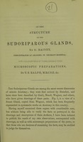 view On the structure of the sudoriparous glands / by G. Rainey ... ; with delineations of these organs from microscopic preparations, by T.S. Ralph.