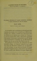 view De quelques altérations de la peau (ichthyose, mucédinée et tumer épidermiale) chez les oiseaux / par M. Gluge.