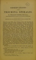 view Observations on the trichina spiralis / by William Turner, M.B.