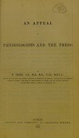 view An appeal to physiologists and the press / by H. Freke.