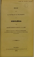 view Essai sur la nature et le traitement du cholera / par Adolphe Rodrigues-Barraut.