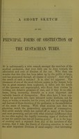 view A short sketch of the principal forms of obstruction of the eustachian tubes, including a description of Politzer's new mode of treatment / by T. M'Call Anderson, M.D.