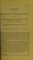 view Remarks on Quekett's Histology, On Kölliker's Human histology, and on the physiological importance of the nucleus of the cell / by Martin Barry, M.D.