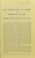 view The induction of sleep and insensibility to pain / by John M. Crombie, M.A.