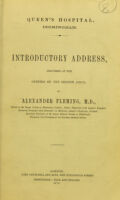 view Introductory address delivered at the opening of the session 1870-71 / by Alexander Fleming.