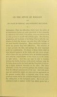 view On the study of zoology and its place in medical and scientific education : being the introductory lecture delivered to the Natural History Class, School of Medicine, Surgeons' Hall, Edinburgh, Tuesday, November 2, 1875 / by Andrew Wilson, Ph.D.