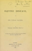 view On equine disease, and its vital causes / by William Haycock.