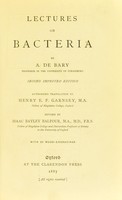 view Lectures on bacteria / by A. de Bary.