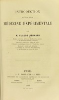 view Introduction à l'étude de la médecine expérimentale / par M. Claude Bernard.