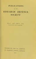 view Publications of the Research Defence Society, March, 1908-March 1909.