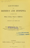 view Lectures on dietetics and dyspepsia.