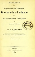 view Handbuch der allgemeinen und speciellen Gewebelehre des menschlichen Körpers : für Aerzte und Studirende / von J. Gerlach.