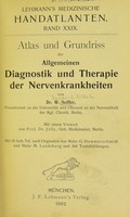 view Atlas und Grundriss der allgemeinen Diagnostik und Therapie der Nervenkrankeiten / von W. Seiffer ; Mit einem Vorwort von Prof. Jolly.