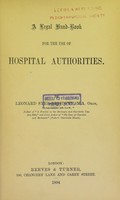 view A legal hand-book for the use of hospital authorities / by Leonard Syer Bristowe.