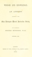 view [Addresses and papers of Sir Jonathan Hutchinson].