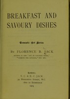 view Breakfast and savoury dishes / by Florence B. Jack.