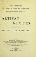 view Artizan recipes : to illustrate the principles of cookery.