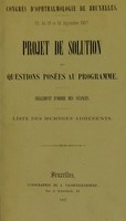 view Projet de Solution des questions posées au programme : règlement d'ordre des séances, liste des membres adhérents.