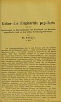 view Ueber die Blepharitis papillaris und ihre Beziehungen zu Entzündungen der Bindehaut, zur Keratitis superficialis und zu den tiefen Hornhautgeschwüren / von W. Goldzieher.