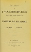 view Des rapports de l'accommodation avec la convergence et de l'origine du strabisme / par C. Reymond , J. Stilling.