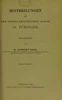 view Mittheilungen aus der Ophthalmiatrischen Klinik in Tübingen / herausgegeben von Albrecht Nagel.