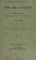 view De l'évolution historique du sens des couleurs : réfutation des theories de Gladstone et de Magnus / par le Dr. H. Dor.