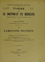 view De l'amblyopie nicotique : thése pour le doctorat en médecine / par J. Larcher.