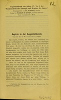 view Aspirin in der Augenheilkunde / par B. Wicherkiewicz.