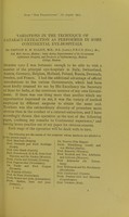 view Variations in the technique of cataract-extraction as performed in some continental eye-hospitals / by R. H. Elliot.