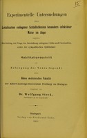 view Experimentelle Untersuchungen über Lokalisation endogener-Schädlichkeiten besonders infektiöser Natur im Auge, zugleich ein Beitrag zur Frage der Entstehung endogener Iritis und Choroiditis sowie der sympathischen Ophthalmie : Habilitationsschrift zur Erlangung der Venia legendi einer Hohen medicinischen Fakultät der Albert-Ludwigs-Universität Freiburg im Breisgau / vorgelegt von Wolfgang Stock.