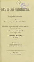 view Beitrag zur Lehre vom Coloboma bulbi : inaugural-Dissertation zur Erlangung der Doctorwürde / von Jodocus Mueller.