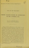 view Note on the treatment of chronic dacryo-cystitis by extirpation of the lacrimal sac / by J. B. Lawford.