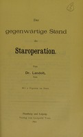 view Der gegenwärttige Stand der Staroperation / von Dr. Landolt.