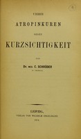 view Ueber Atropinkuren gegen Kurzsichtigekeit / von C. Schröder.