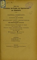 view Ueber das Verhältniss des Grades der Hypermetropie zur Sehschärfe : inaugural-Dissertation welche zur Erlangung der Doctorwürde in der Medicin und chirurgie mit Zustimmung der medicinischen Facultät der Friedrich-Wilhelms-Universität zu Berlin / der Verfasser Eugen Weise.