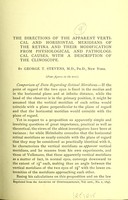 view The directions of the apparent vertical and horizontal meridians of the retina and their modification from physiological and pathological causes : with a description of the clinoscope / by George T. Stevens.