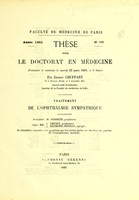 view Traitement de l'ophthalmie sympathique : thèse pour le doctorat en médecine / par Ernest Chuffart.