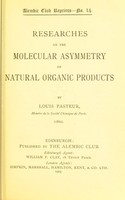 view Researches on the molecular asymmetry of natural organic products (1860).