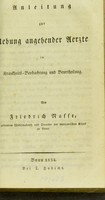 view Anleitung zur Uebung angehender Aerzte in Krankheits-Beobachtung und Beurtheilung / von Friedrich Nasse.