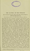 view The bacteria of the stomach / by A. Lockhart Gillespie.