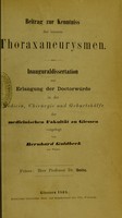 view Beitrag zur Kenntniss der inneren Thoraxaneurysmen / von Bernhard Goldbeck.