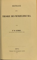 view Beiträge zur Theorie des Wurzeldrucks / von W. Detmer.