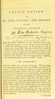 view A candid review of Mr John Hunter's new opinions on the venereal disease / by John Roberts.