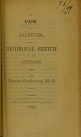 view A case of diabetes, with an historical sketch of that disease / by Thomas Girdlestone.