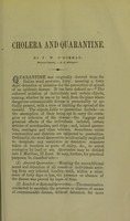 view Cholera and quarantine. (read at the Indian Medical Congress, 1894) / by P. W. O'Gorman.