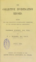 view The collective investigation record / edited for the collective investigation committee of the British Medical Association by Professor Humphry and F.A. Mahomed.